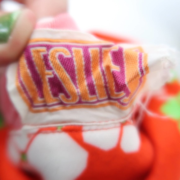 Vintage 70s red orange and white groovy floral mini shirt dress S - Picture 5 of 6